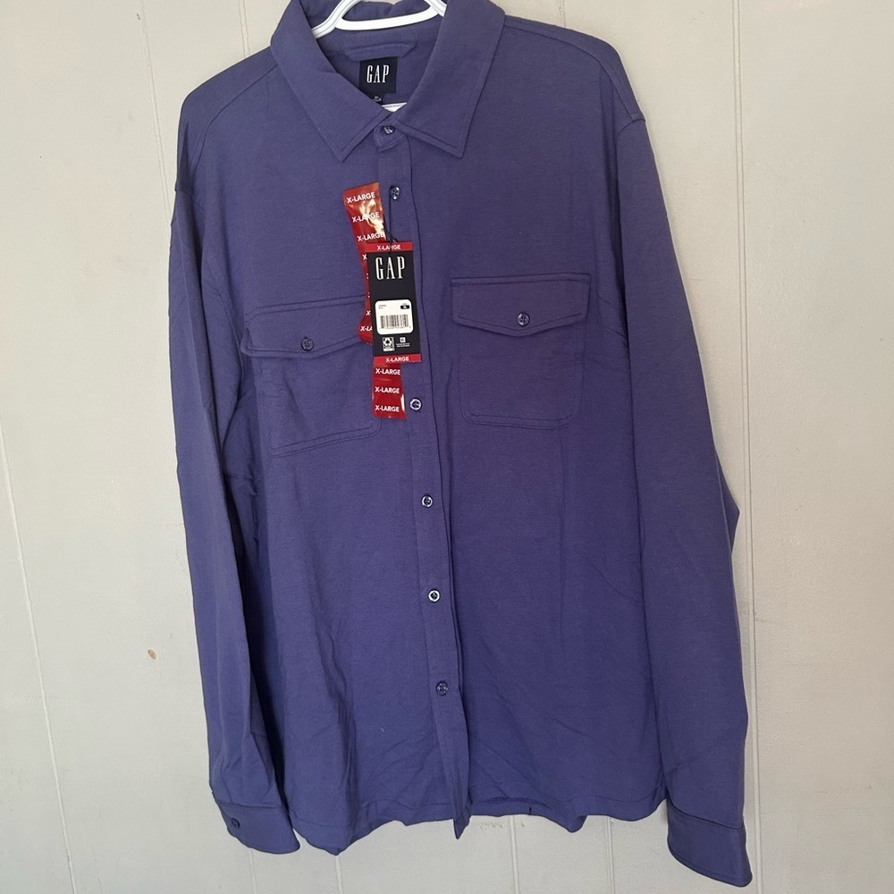 GAP Men’s Purple Button Down Shirt XL Long Sleeve Utility Pockets Casual